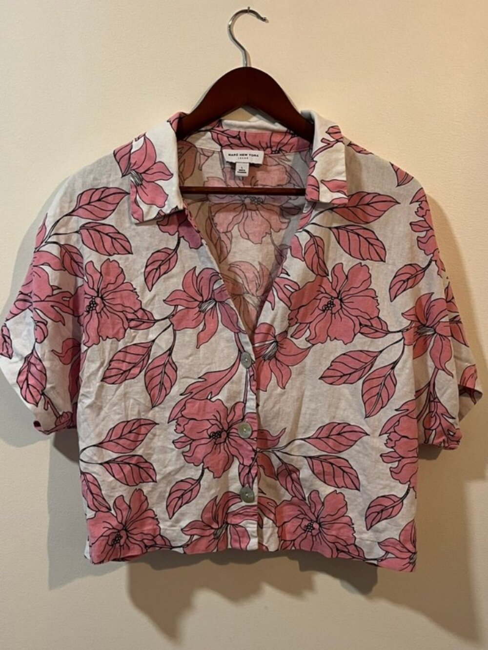 Marc New York Linen Blend Floral Button Down